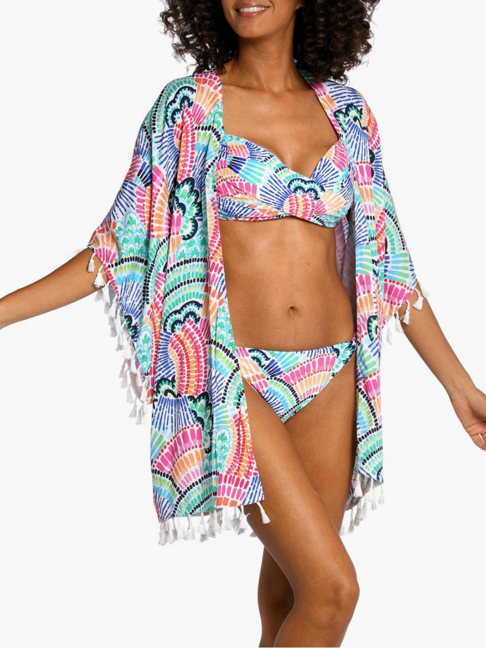 La Blanca Swim Wear Beach Cover Up Waves Tassel Trim Cover-Up New w/tags